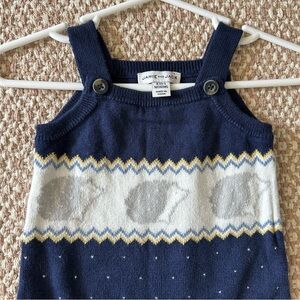 Janie and Jack Navy and Gray Knit Romper with hedgehogs 0-3 months EUC